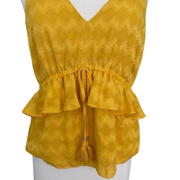 New Ramy Brook Mustard Yellow Ruffle Style Maddy Tank Top Size Small - Picture 3 of 7